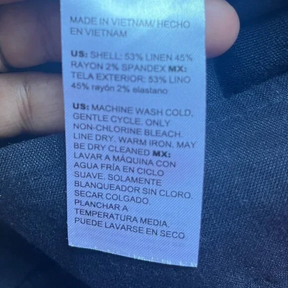 2/$30 CHICOS NAVY LINEN BLEND PANTS 0R - Picture 6 of 7